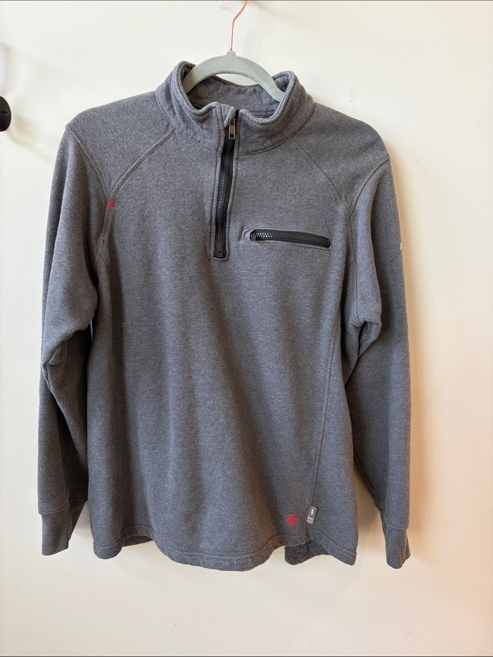 Flame Resistant (FR) Ariat Men's Gray Half-Zip Pullover with Zip Chest Pocket